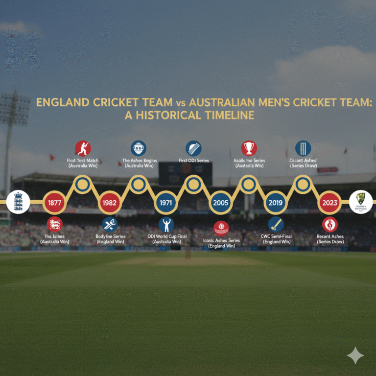England Cricket Team vs Australian Men’s Cricket Team Timeline